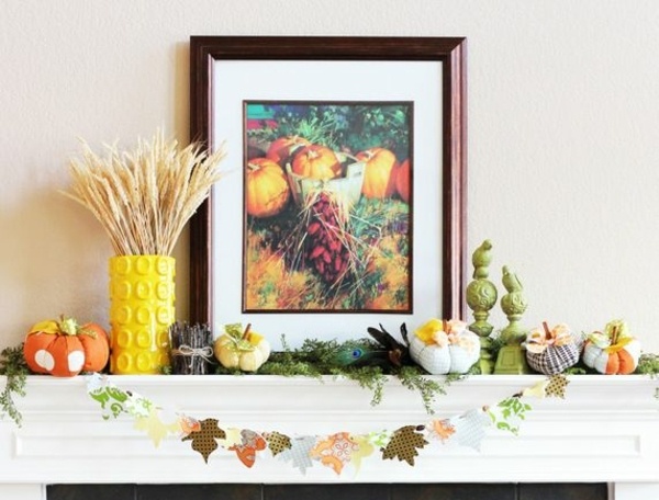décoration automnale originale citrouilles-tissu-guirlande