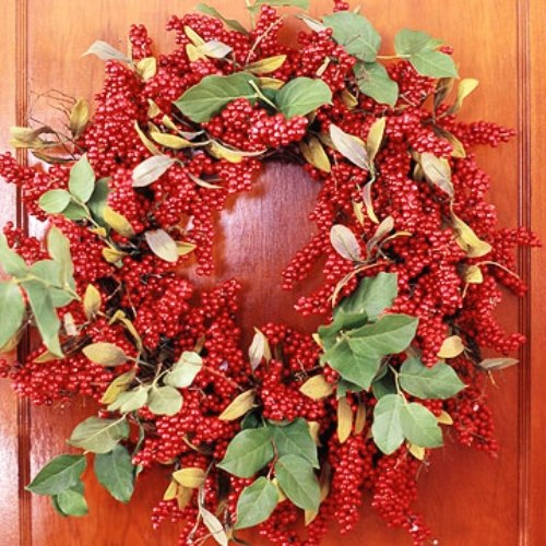 décoration-automnale-porte-entrée-couronne-brindilles-fruits-rouges