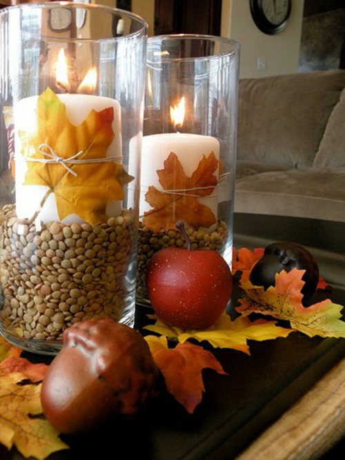 décoration-automne-DIY-idées-faciles-inspirantes-vases-verre-feuilles-automnales