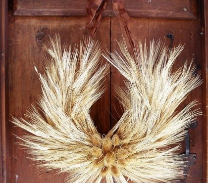 décoration d'automne naturelle couronne-porte-entrée-blé