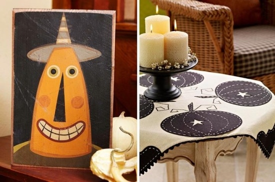 décoration-citrouille-Halloween-idées-DIY-peinture-nappe-citrouilles