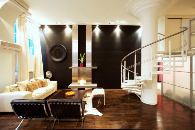 escalier à colimaçon salon-design-moderne-studio