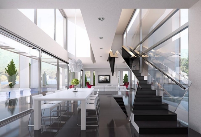 escalier-design-moderne-salon-balustrade-verre-transparente