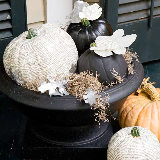 idée-décoration-pour-Halloween-citrouilles-noirs-blanches