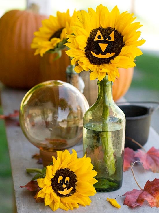idée-originale-décoration-d'Halloween-tournesols