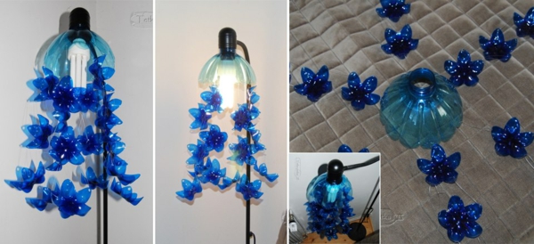 idées de déco fleurs-bleu-plastique
