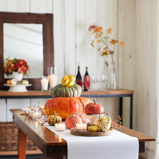 idée déco de table pas chère automne citrouilles