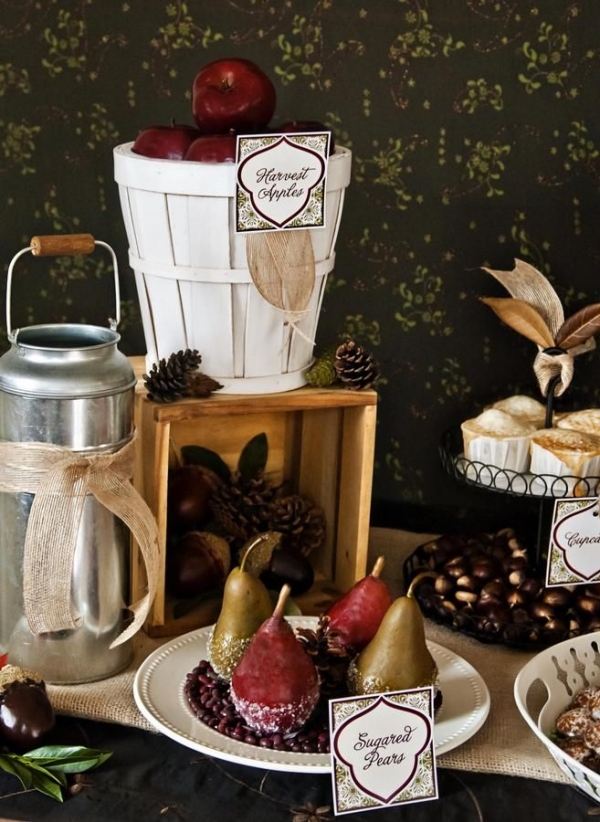 idées de décoration automnale style-vintage-fruits-objets