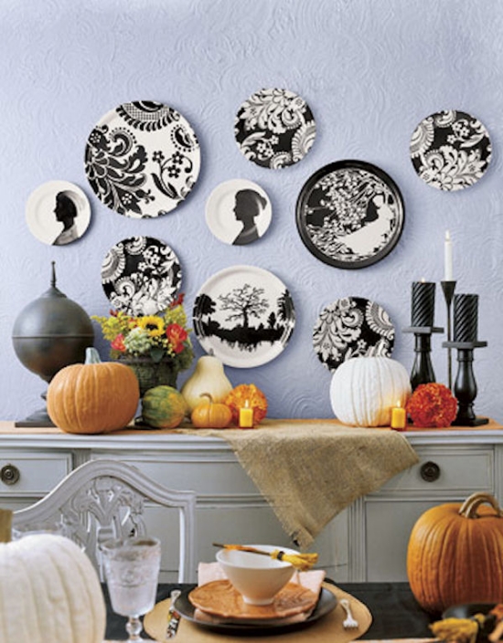 idée-originale-décoration-d'Halloween-assiettes-silhouettes-fantasmagoriques