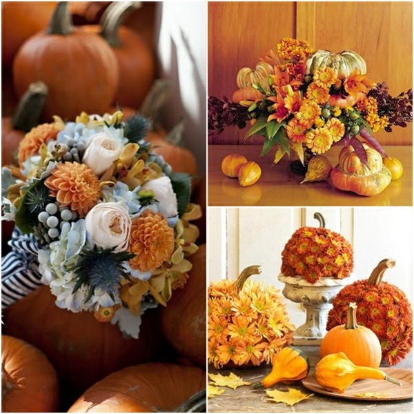 idée-originale-décoration-de-table-d'automne-petites-citrouilles