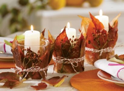 idées-de-déco-originales-automne-bougeoirs-feuilles-ficelles