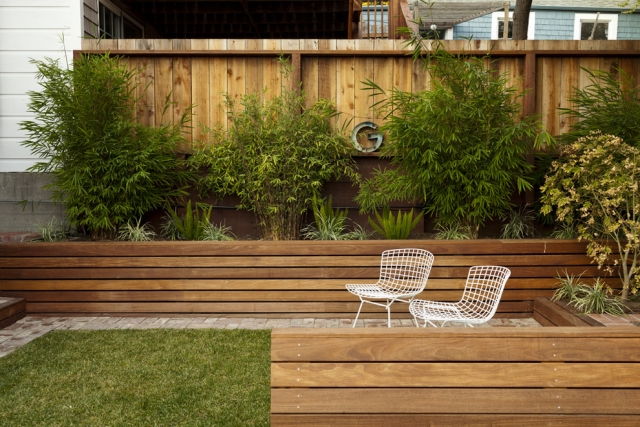 jardinières-terrasse-revêtement-bois-massif-clair