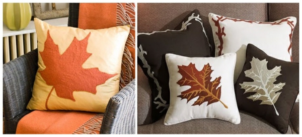 maison-déco-automne-originale-coussins-motifs-feuilles déco d'automne originale