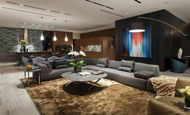 meubles de salon moderne canapé-angle-gris