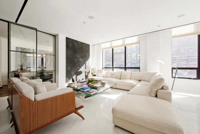 meubles de salon ultramoderne canapé-angle-blanc-énorme