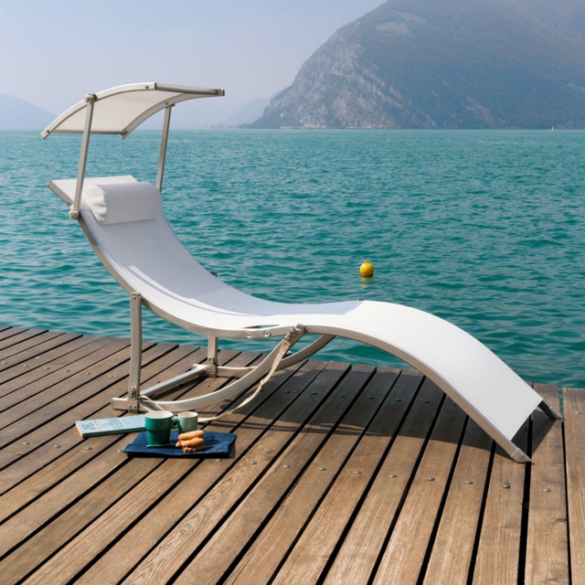 mobilier-extérieur bain de soleil ergonomique-métal-parasol