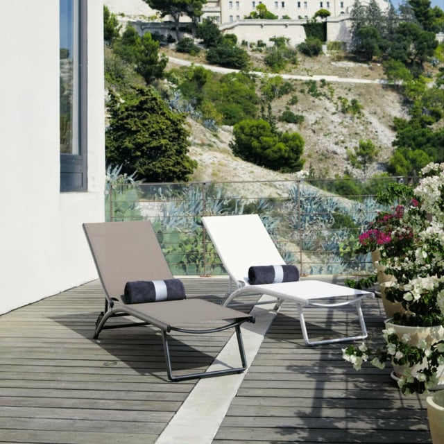 mobilier-extérieur bain de soleil pliable-métal-terrasse