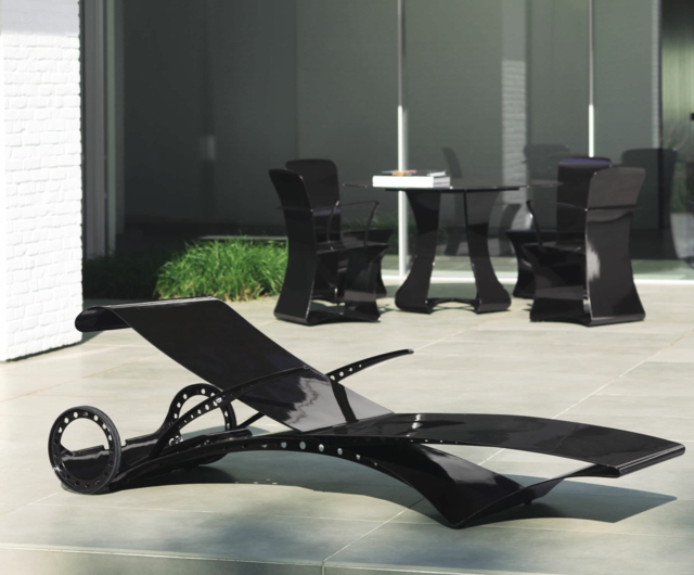 mobilier-extérieur-design bain de soleil métal-noir-Royal-Botania