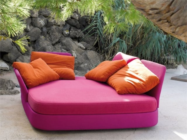 mobilier extérieur design canapé-lounge-rose-orange