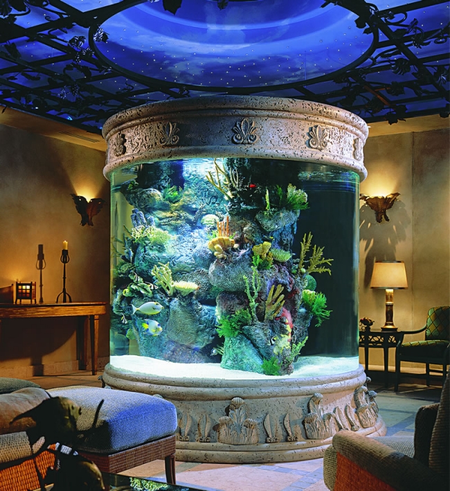 moderne-aquarium-idées-salon-colonne-grande-luxe