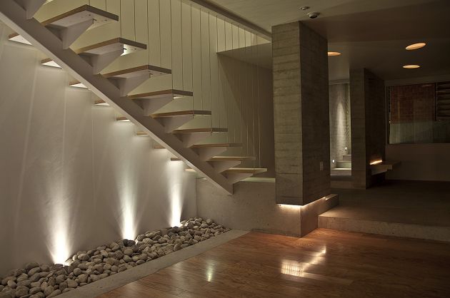 moderne-salon-design-escalier-flottant escaliers design et modernes