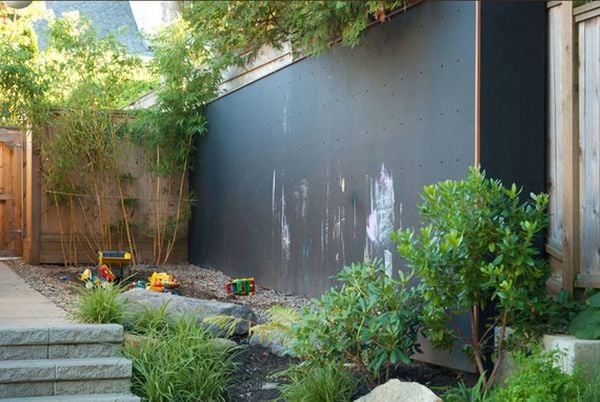 peinture-tableau-noir-jardin-idée-végétation