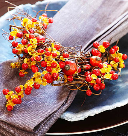 ronds de serviettes automne bricolage-guirlande-baies