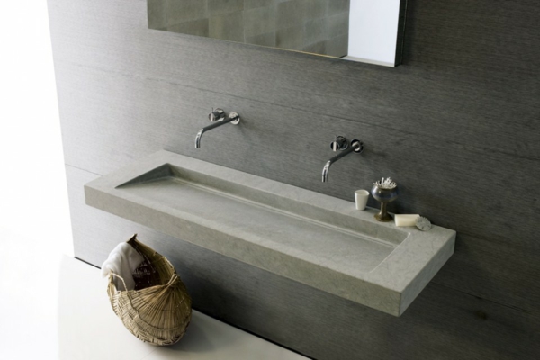 salle de bain moderne double-lavabo-miroir-rectangulaire