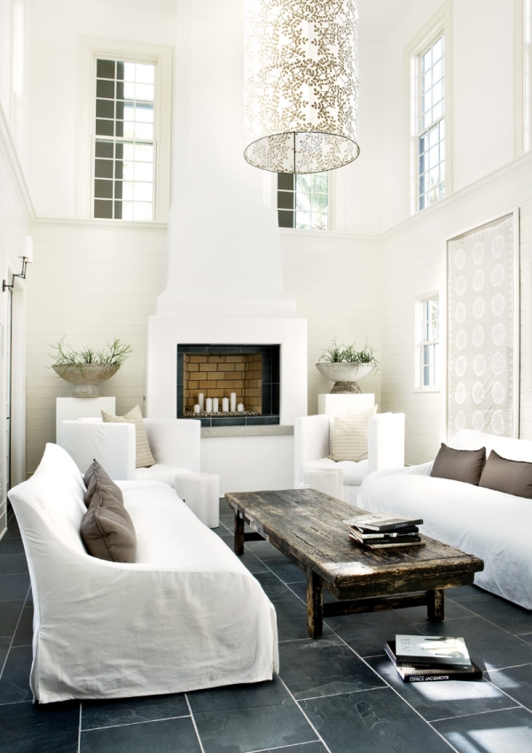 salon moderne en blanc éléments-bois-style-rustique