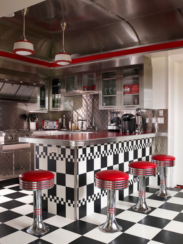 style-cuisine-moderne-rouge-carreaux-échecs