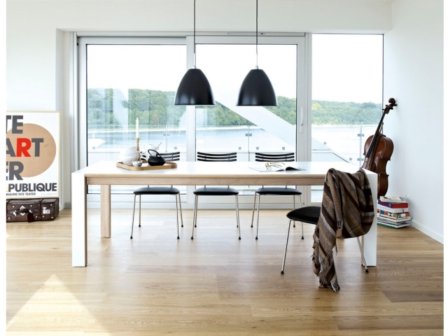 meubles scandinaves 100-photos-meubles-scandinaves-design-unique-table-bois-suspensions-noires-chaises-noires