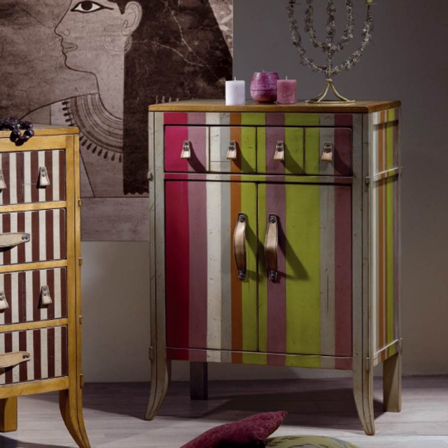 25-idées-mobilier-style-vintage-commode-basse-rayures-colorées