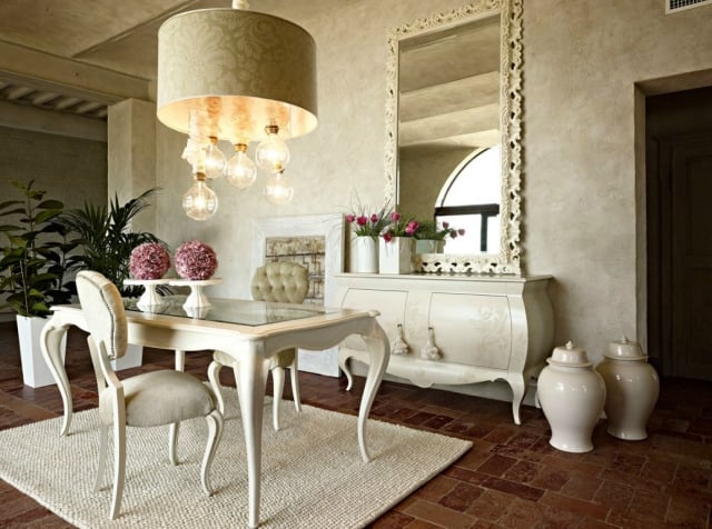 25-idées-mobilier-style-vintage-table-chaises-blanches-élégantes