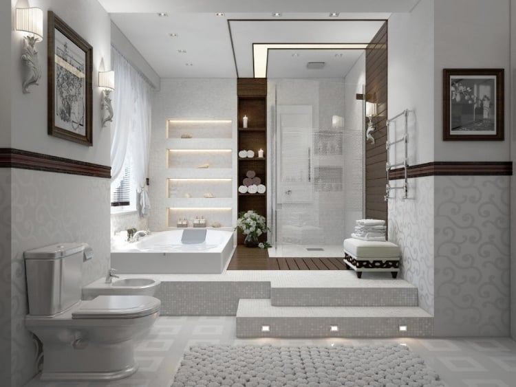 aménagement-salle-bain-blanc-cadre-décoratif-cabine-douche