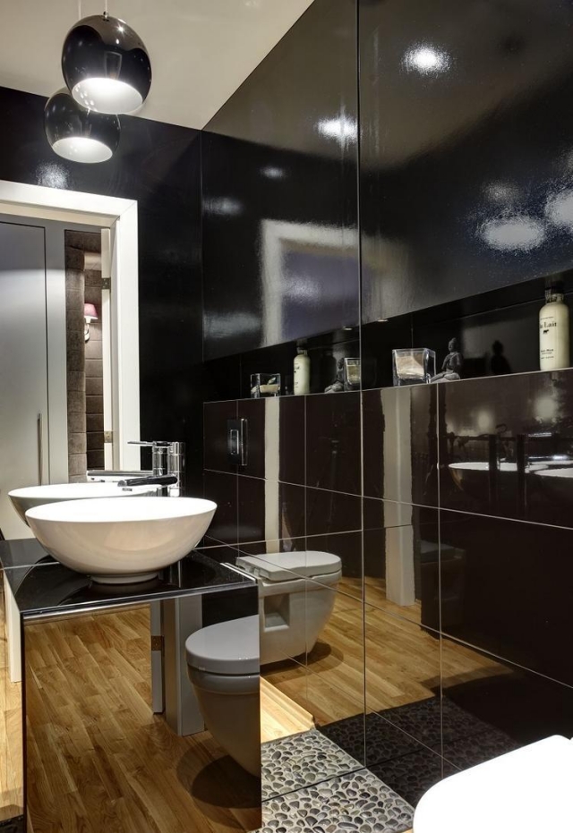 aménager-salle-bain-moderne-idées-conseils-meubles-laqués-noirs-lavabo-blanc