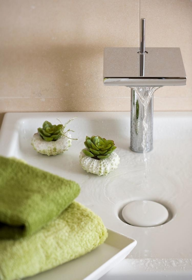 aménager-salle-bain-moderne-idées-conseils-serviettes-vert-clair-succulents