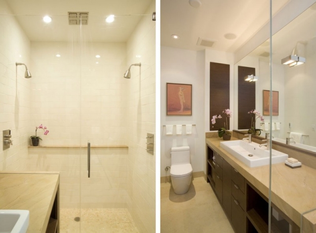 ameublement-exclusif-salle-bain-meuble-tiroirs-lavabo-rectangulaire-blanc-liroir-lampes-douche-italienne-carrelage