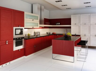 aménagement-de-cuisine-rouge-blanche