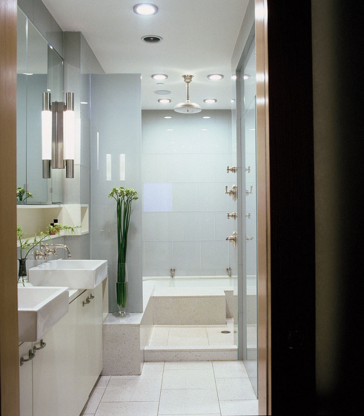 aménagement salle bain petite surface douche encastrée plafond