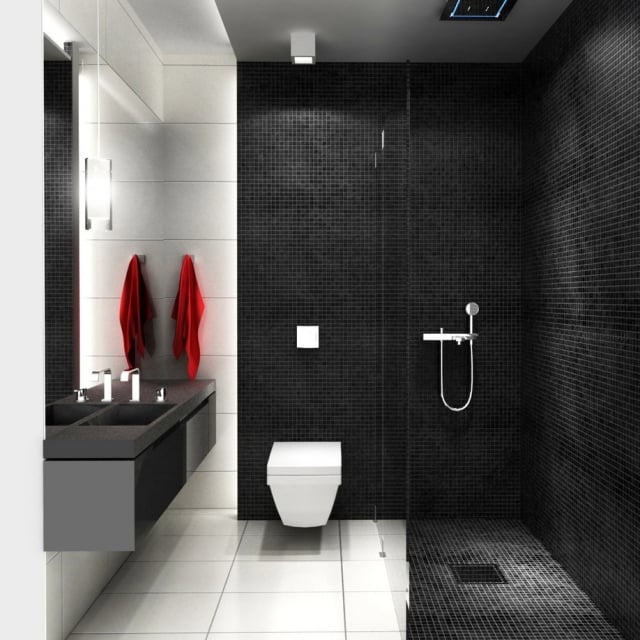 aménagement-salle-de-bain-douche-ouverte-italienne-carreaux-noirs-blancs