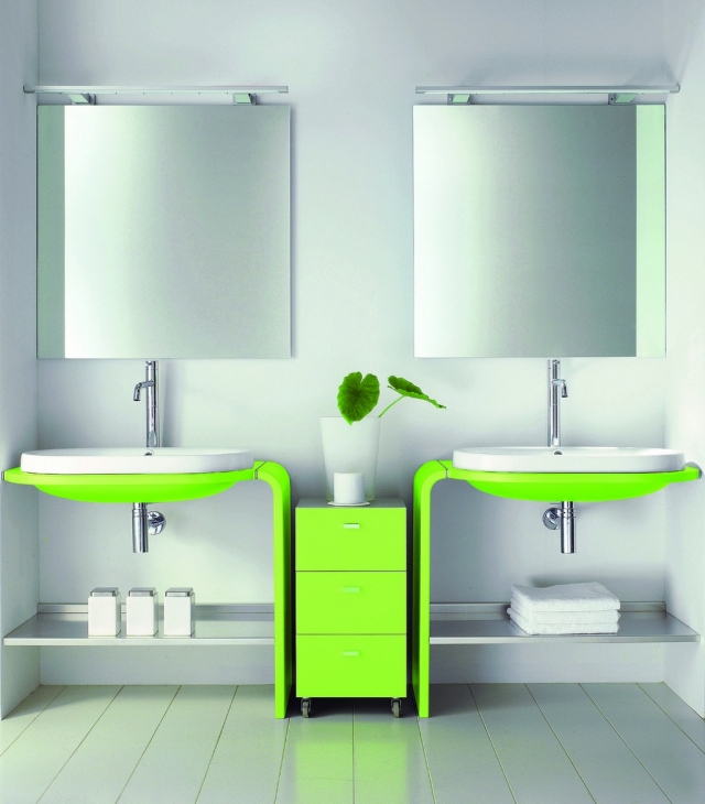atmosphère-zen-25-idées-salle-bain-déco-zen-blanche-élégante-design-moderne-feuilles-vertes-meubles-vertes