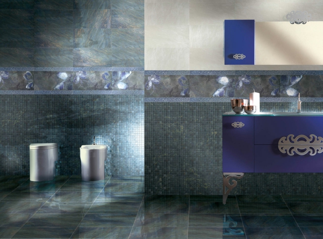 carrelage-salle-bain-motifs-design-italiens-bleus-mosaique carrelage salle de bain