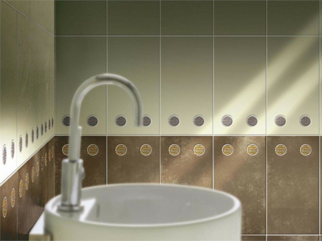 carrelage-salle-bain-motifs-design-italiens-brun-beige-pois carrelage salle de bain