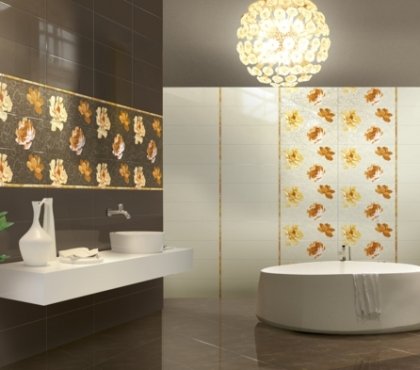 carrelage-salle-bain-motifs-design-italiens-floraux-brun-jaune