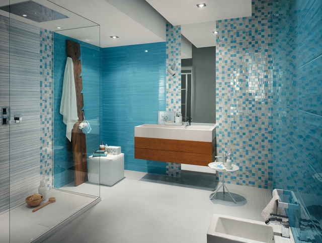 carrelage salle de bains mosaïque-bleue-grise-Fap-Ceramiche