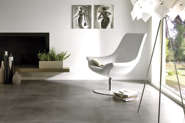 carrelage de sol en grès cérame gris mur-mobilier-blanc