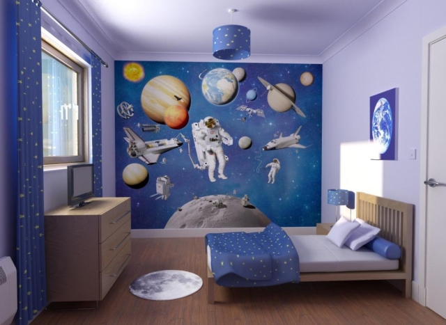chambre-ado-garçon-bleu-thème-univers
