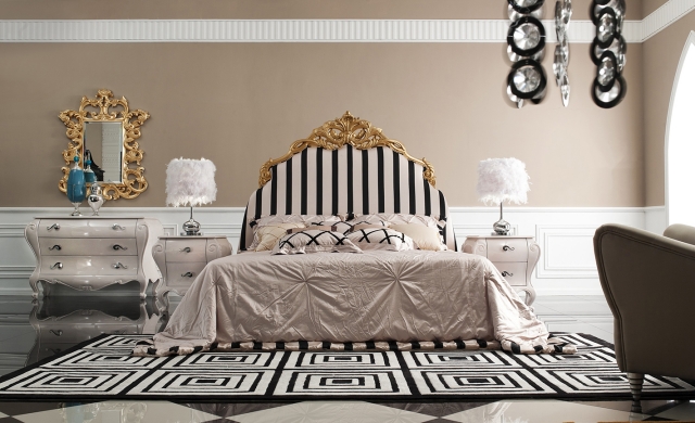 chambre baroque chambre-baroque-déco-baroque-chambre-coucher-tapis-motifs-géométriques-tête-lit-ornements-dorés