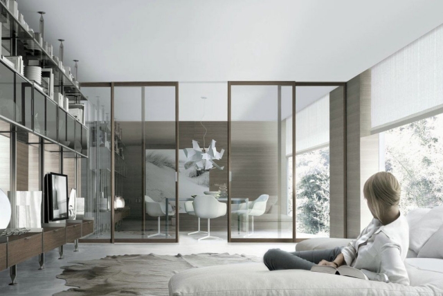 cloison-coulissante-verre-cadre-bois-maison-moderne