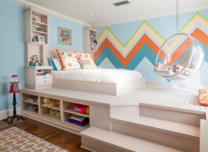 comment aménager une petite chambre à coucher -lit-plate-forme-rangements